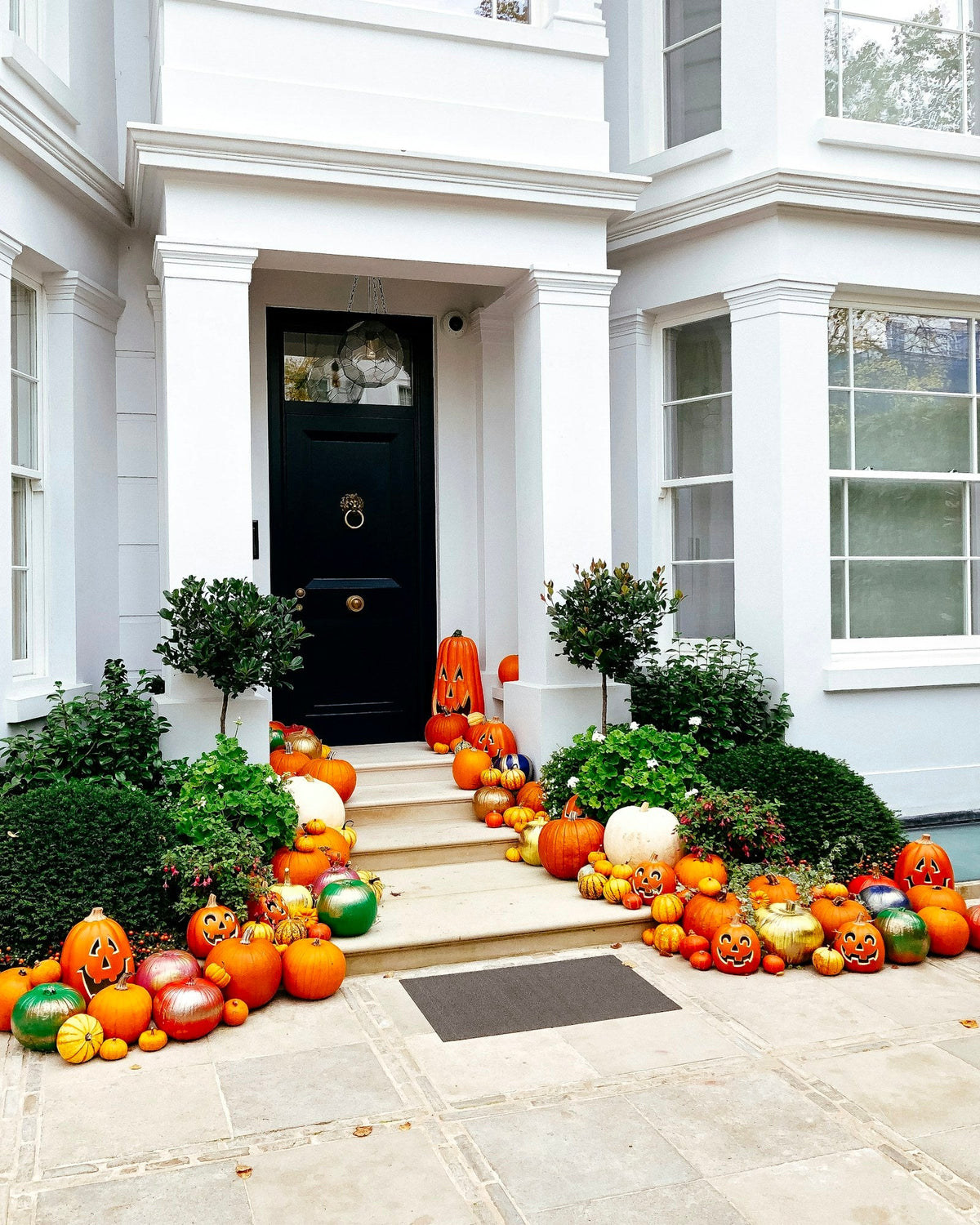 Halloween home styling with autumn pumpkins